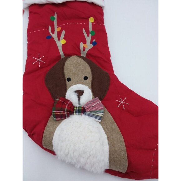 Pottery Barn Kids Blue Dog with Antlers Quilted Christmas Stocking Monogrammed - Picture 3 of 8